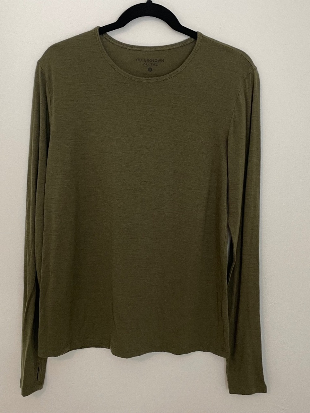Outerknown Active Wool Blend Long  Sleeve Base Layer Shirt Mens Medium Top Green